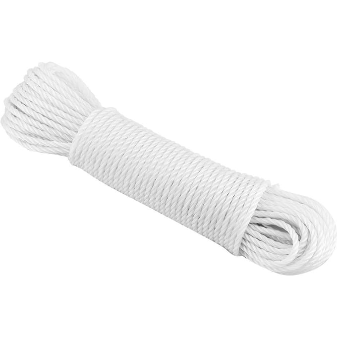 Corde en nylon de 20 m pour corde à linge, jardin, camping, extérieur White white