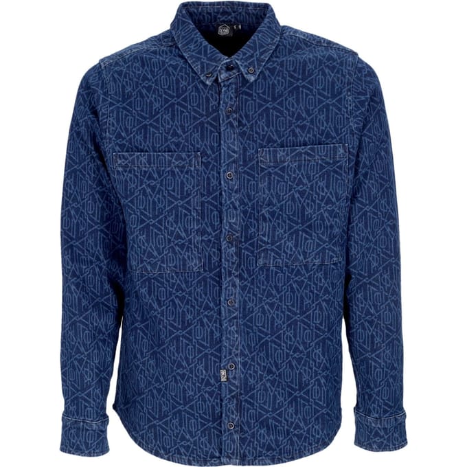 Herenoverhemd met lange mouwen Monogram Laseroverhemd Raw Blue Indigo