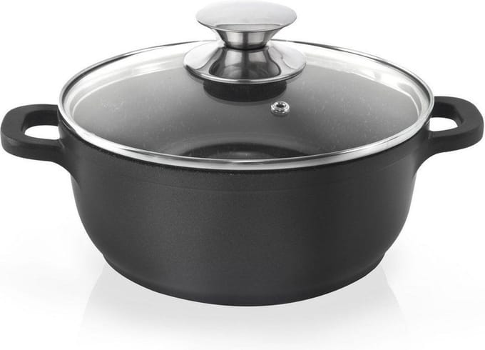 Kookpan Graniet met Glazen Deksel GRANDE 24 cm, 4 l - Kookpot - Soeppan