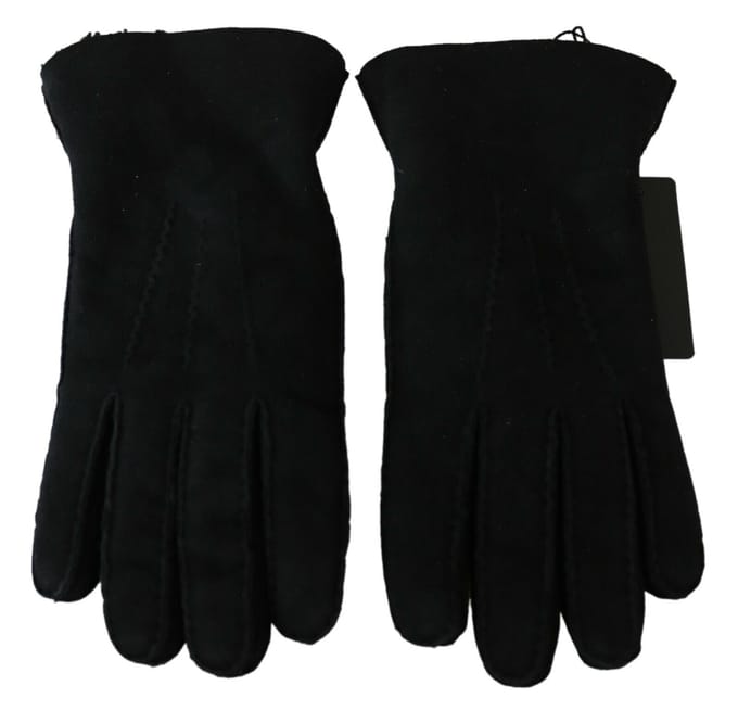 Dolce & Gabbana Mannen Zwarte Leren Motor Biker Fietshandschoenen