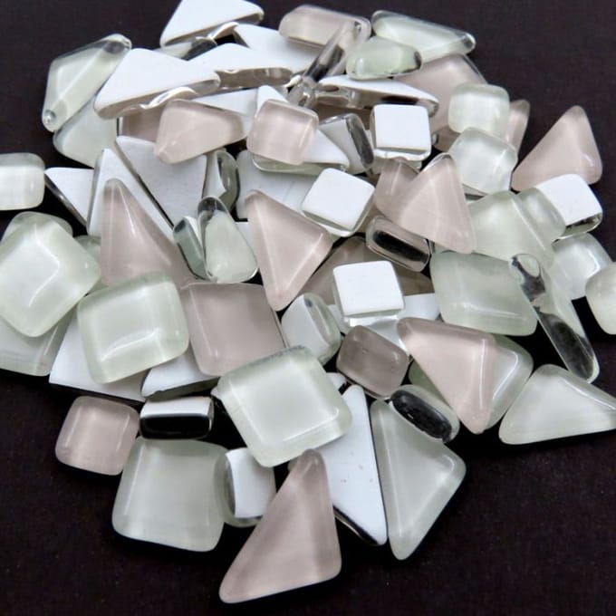 Soft Glas Puzzles Mozaiek steentjes 300 gram, Baby Wit mix