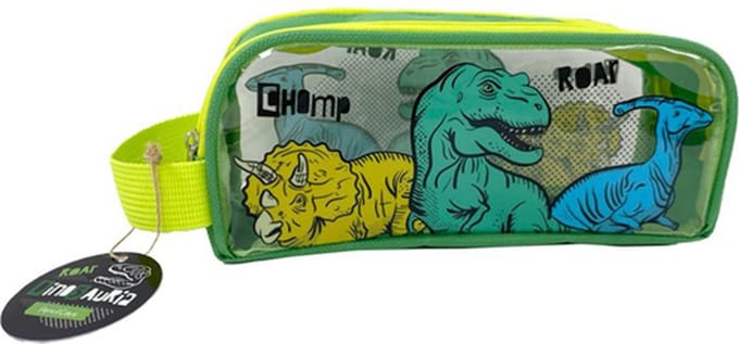 Etui met Dinosaurussen - Transparant Potlodenkoker - 20x5,5x5,5cm