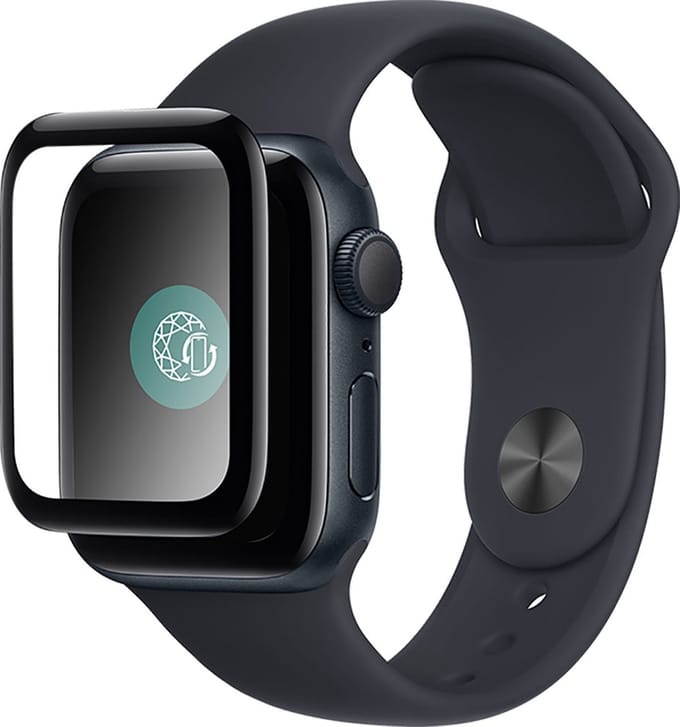 Force Case, Screenprotector geschikt voor Apple Watch 7 / 8 / 9 45mm - Tempered Glass 3D, Transparant