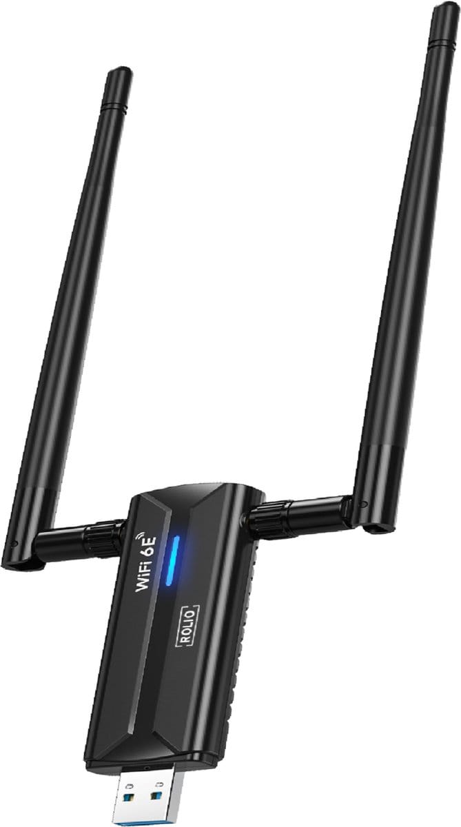 Rolio WiFi adapter USB - 5400Mbps - WiFi 6E - Dual Antenne