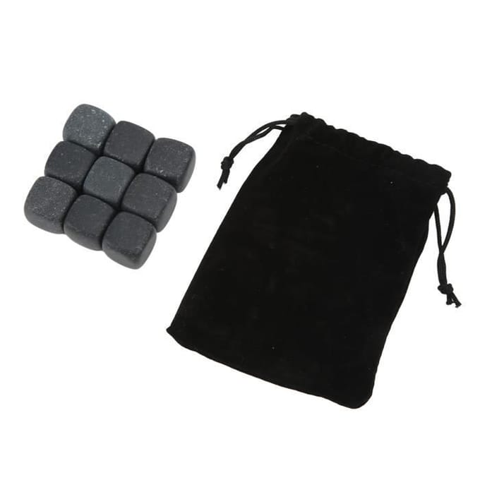 Whiskystenen Set - GOTOTOP - Basalt - Opbergzak - Snelle Koeling - Grijze Kleur