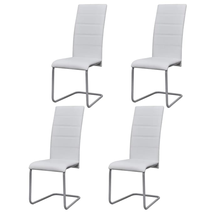vidaXL - Eetkamerstoelen - 4 - st - kunstleer - wit