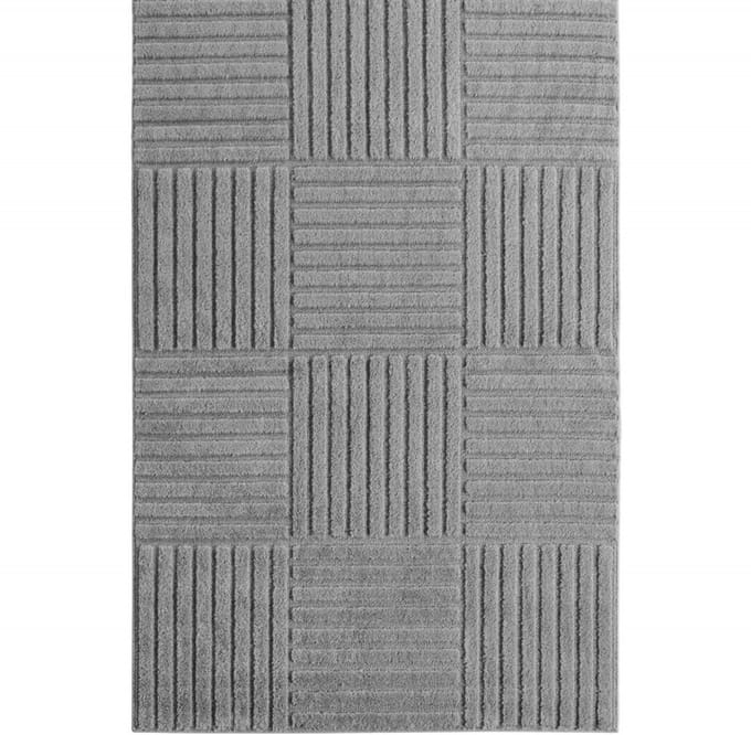 Art Vloerkleed – Japandi – Blokpatroon – Modern & Laagpolig – Grijs – 280x270 cm
