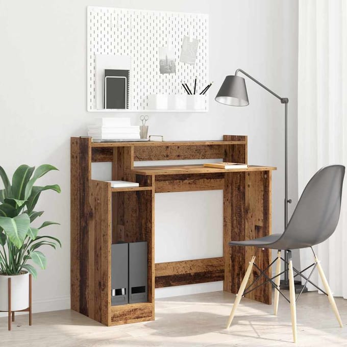 vidaXL - Bureau - Oudhout - 97 - x - 45 - x - 90 - cm - Bewerkt - hout