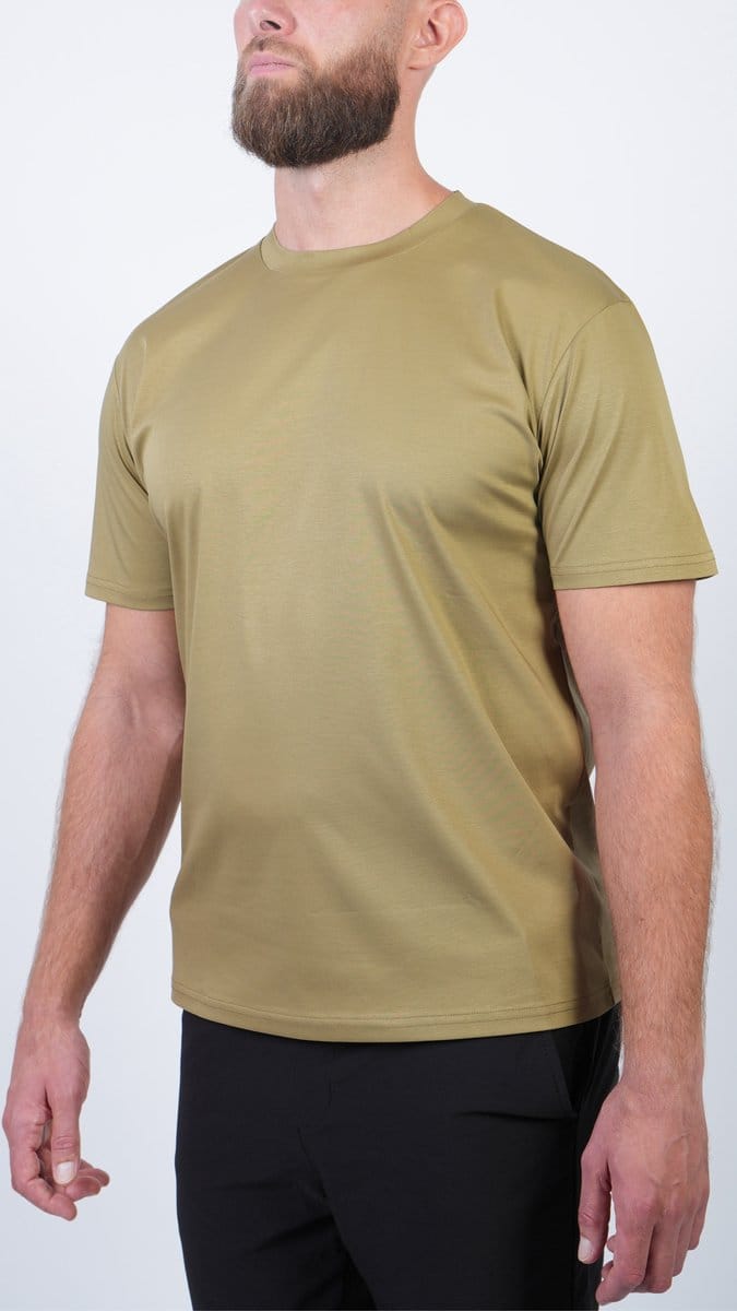 BASKO T-SHIRT - SLIM FIT - OLIJFGROEN - MAAT S