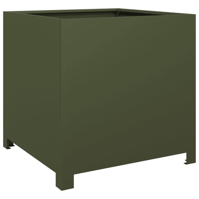 vidaXL - Plantenbak - 50x50x50 - cm - staal - olijfgroen