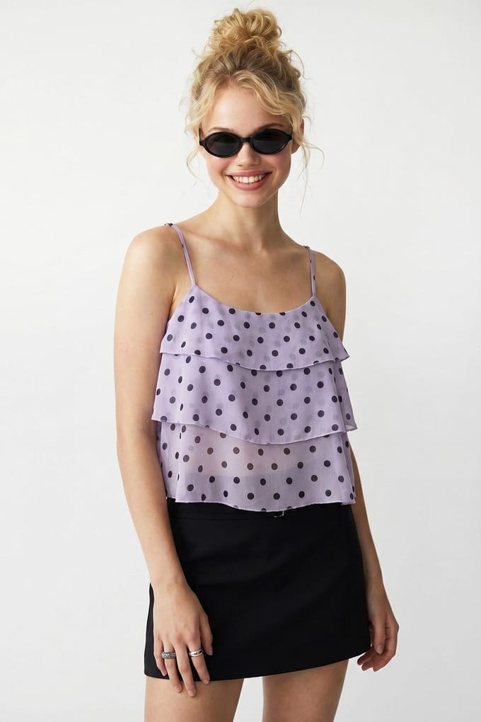 Polkadot Chiffon Crop Top