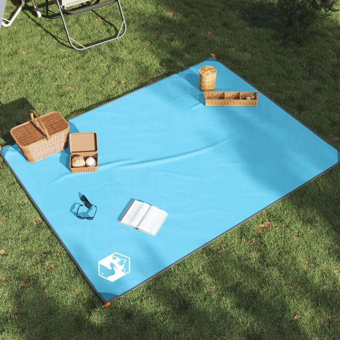 vidaXL - Picknickkleed - met - haringen - 205x155 - cm - blauw