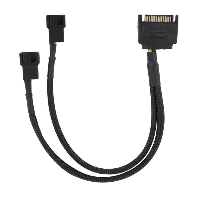 SATA 15Pin naar 2*4Pin Koelventilator Stroomadapterkabel 2-weg Converter 22AWG Kabel black