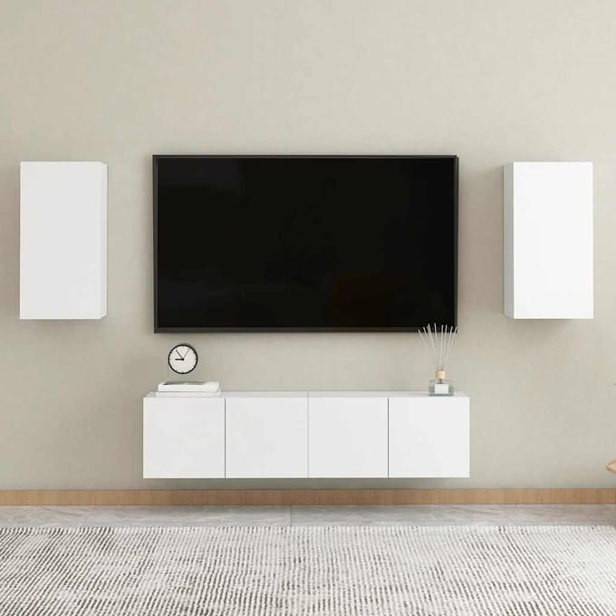 vidaXL - 4-delige - Tv-meubelset - bewerkt - hout - wit