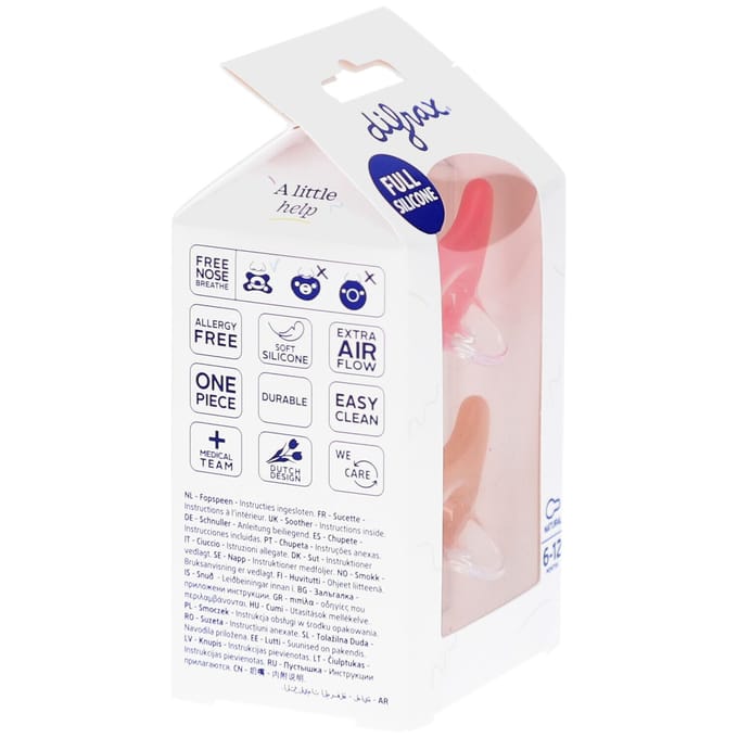 Difrax Fopspeen - Natural - 6/12 maanden - Siliconen - Raspberry/Caramel - 2 stuks