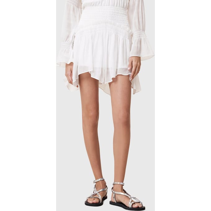 AllSaints Pamela Skirt Snow White Maat: 4 | Mini Rokken Outlet | Dames | Wit