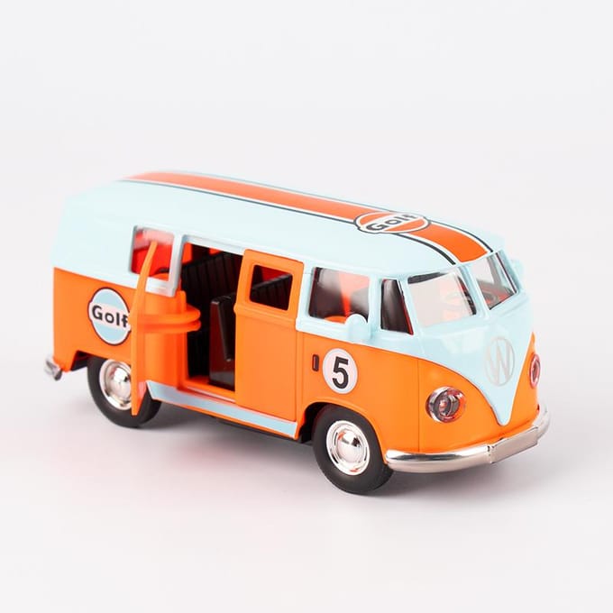1:36 Golf Bus Speelgoedauto Legering Bestelwagen Deur Pull-back Retro Kinder Speelgoed Ideaal Voor Cadeaus