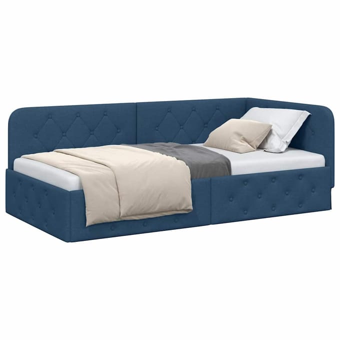 vidaXL - Hoek - Bed - Frame - Blauw - 100 - x - 200 - cm - Stof