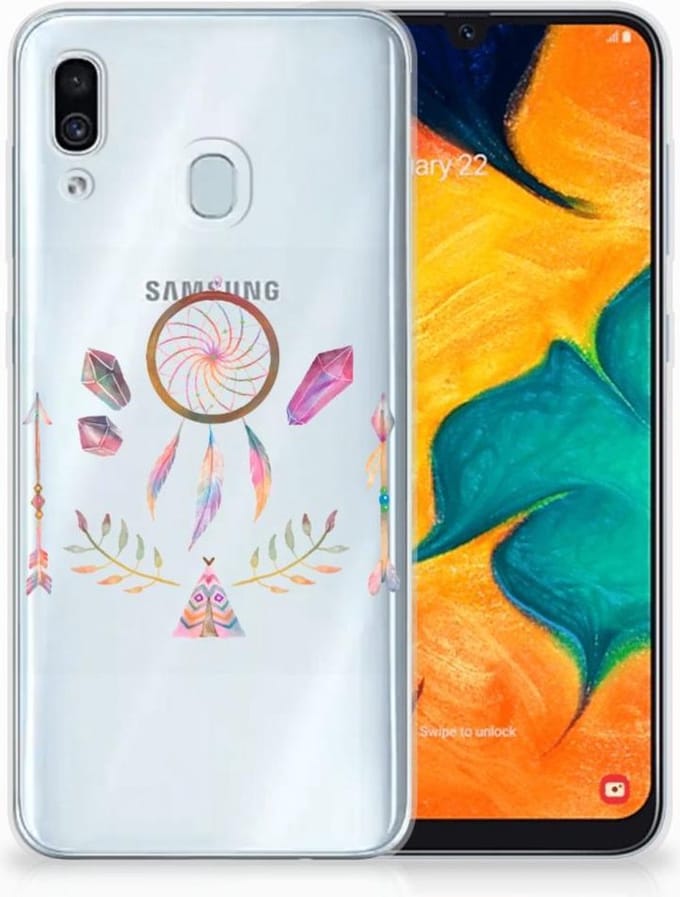 Back Cover voor Samsung Galaxy A30 Telefoonhoesje met Naam Boho Dreamcatcher
