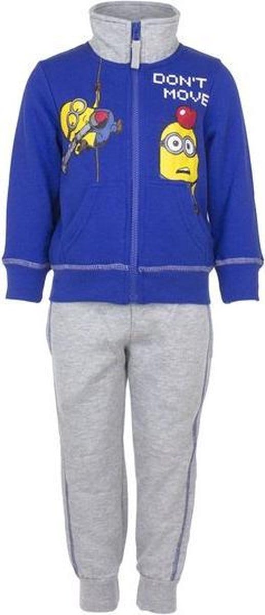 Minions joggingpak - Don't move - Blauw/Grijs - Maat 98 (3 jaar)