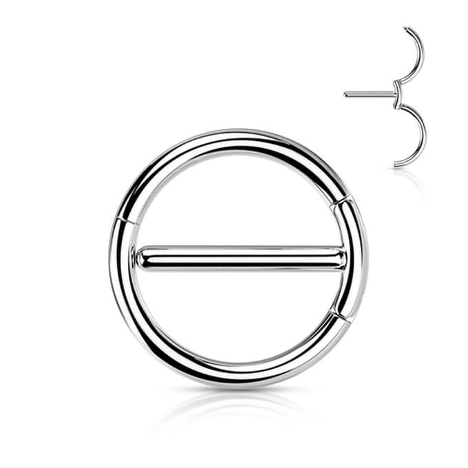 Tepelpiercing PVD Duel hinge 1.6x12 - zilver - LMPiercings