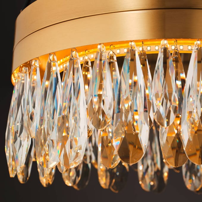Brilliant LED plafondlamp Celestia, Ø 40 cm, messingkleurig, kristal