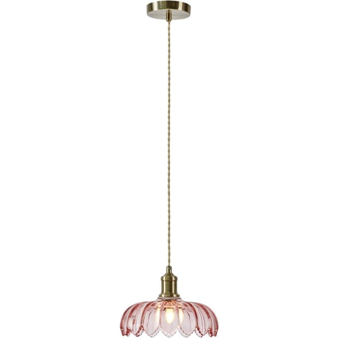 Markslöjd Hanglamp Kurage, oud messing/roze, glas, Ø 26 cm, E27
