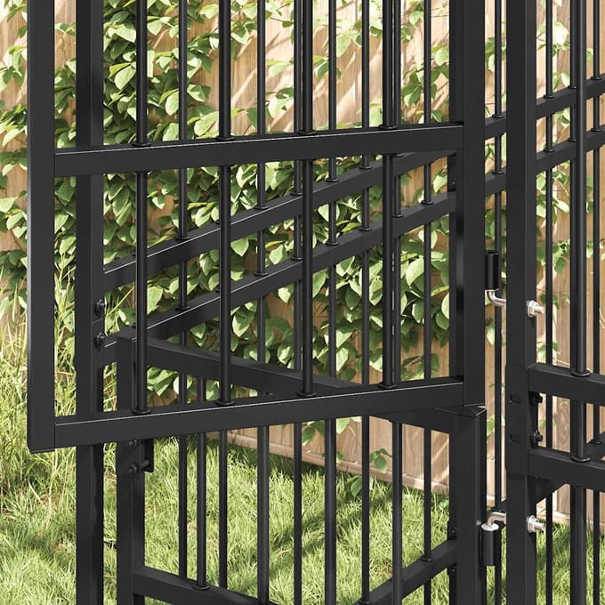 vidaXL - Hondenkennel - met - dak - 16,59 - m² - staal