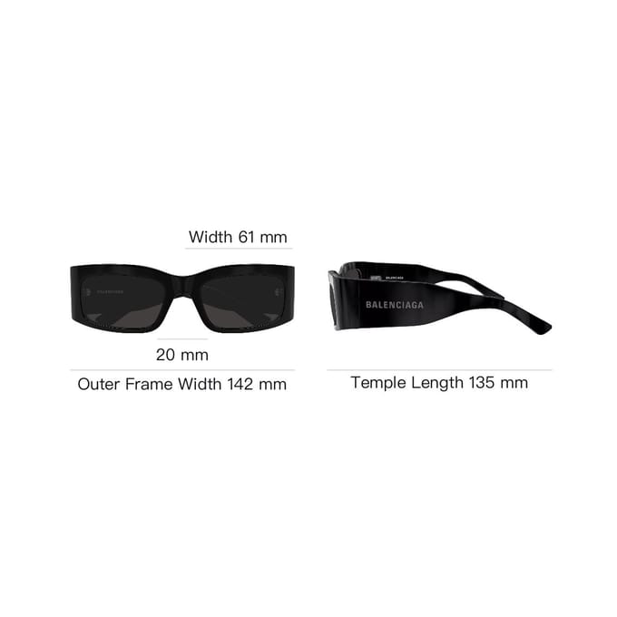 Balenciaga Logo Onregelmatige Vorm Zonnebril Unisex Zonnebril Zwart BB0328S001 Basic Packaging-Eyeglass Case black