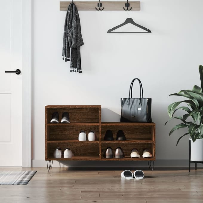 vidaXL Schoenenkast 102x36x60 cm bewerkt hout bruin eikenkleur