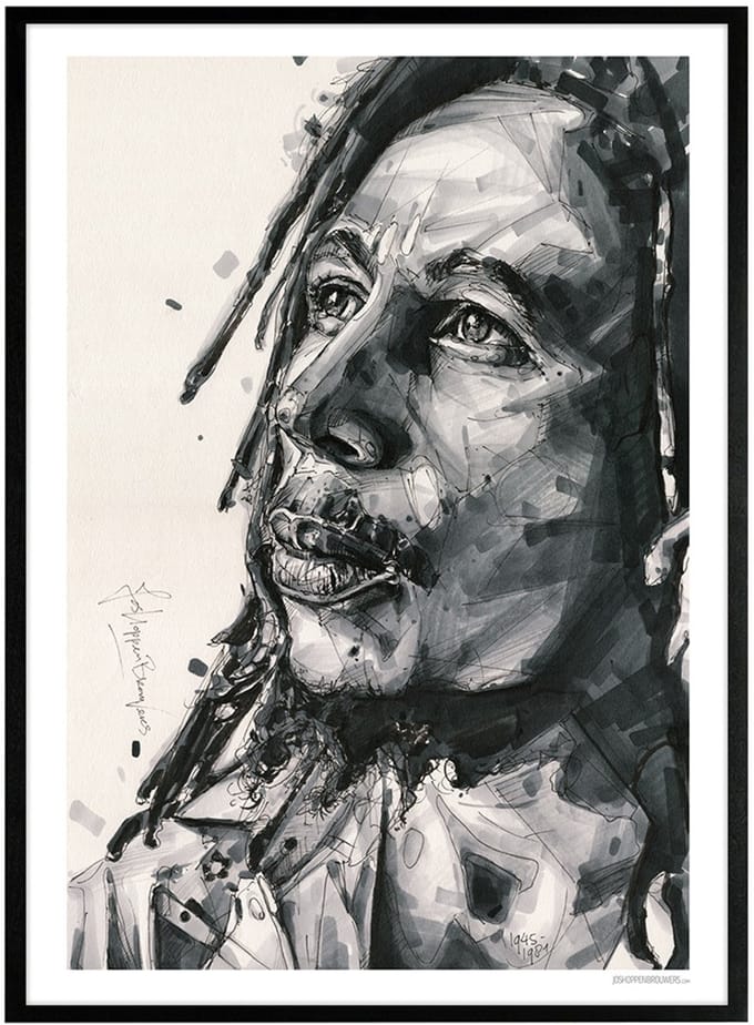 Reggae poster 51x71 cm *ingelijst & gesigneerd