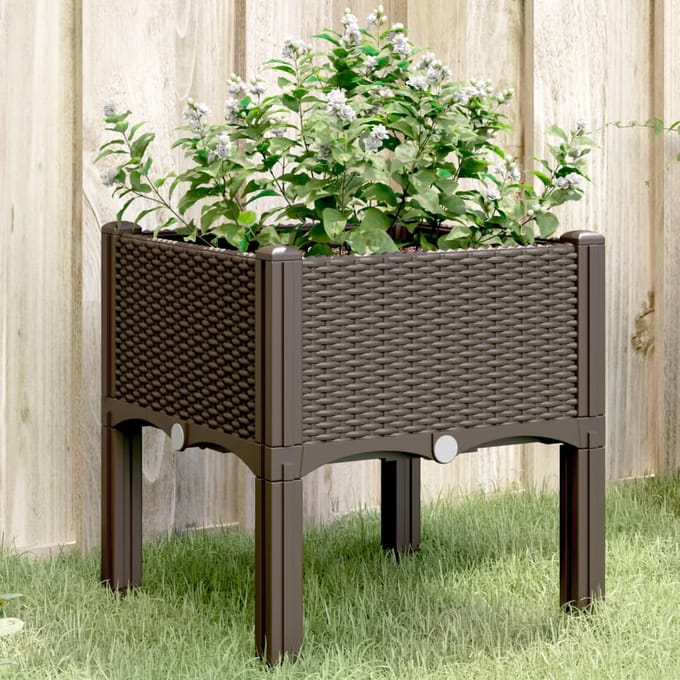 vidaXL - Plantenbak - met - poten - 40x40x42 - cm - polypropeen - bruin