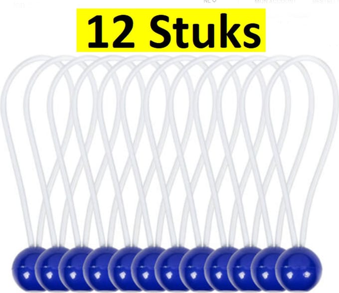 Actie4you® - Elastiek met Bal Blauw - 12-delig - Spanelastiek 15 cm – Tentspanner – Doekspanner - Blauw