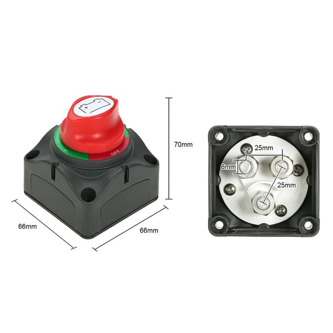 Auto RV Boot Accuschakelaar 4 Positie 300 A red
