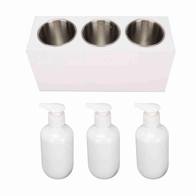 3 Flessen Spa Warmer Instelbare 9 Temperatuurstanden met Timer Massageolie Lotion Crème Flessenverwarmer US PLUG white