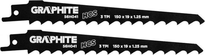 GRAPHITE Reciprozaagblad HCS 150mm – Set van 2 Stuks