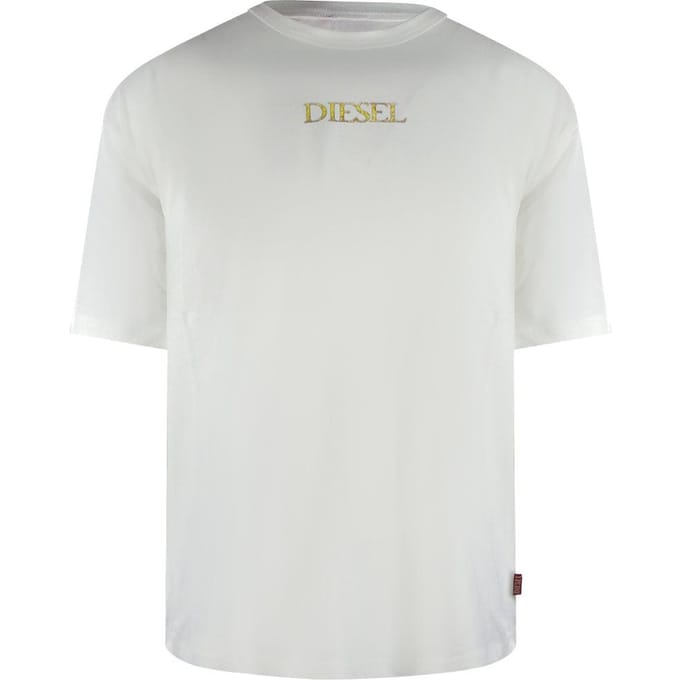 Diesel Heren T-shirt katoen met logo (Gebroken wit)