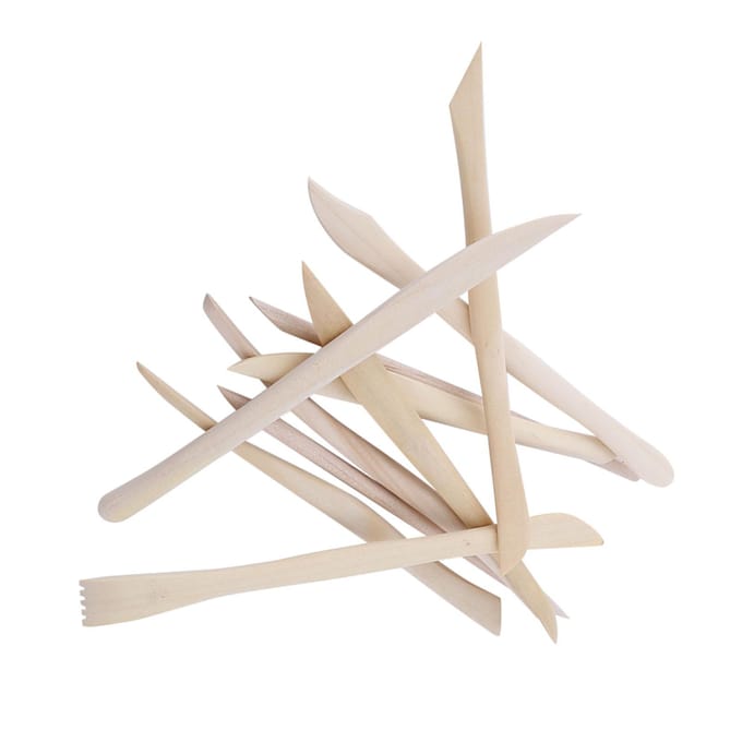 10 pcs DIY Wood Wooden Clay Modeling Tools Set Polymer Clay Sculpting Tools white