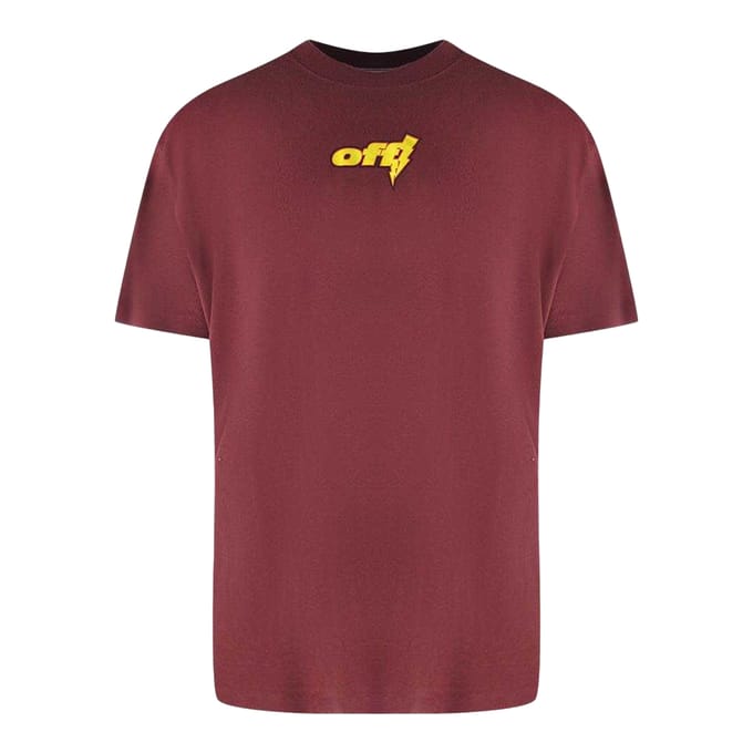 Off White Heren Thunder Oversized T-Shirt (Bourgondië)