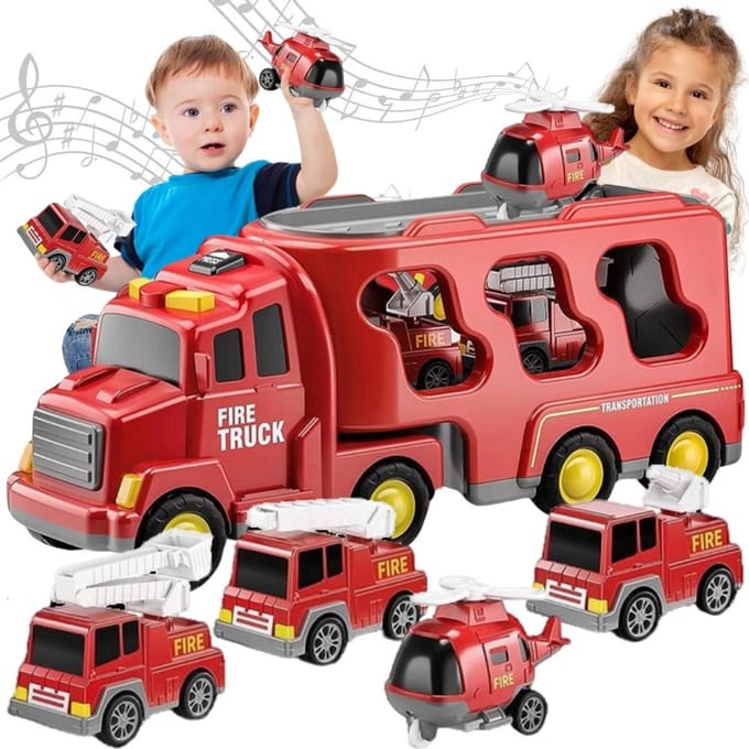 Woopie Road-sleepwagen set van 5 auto's - Brandweer - UNI