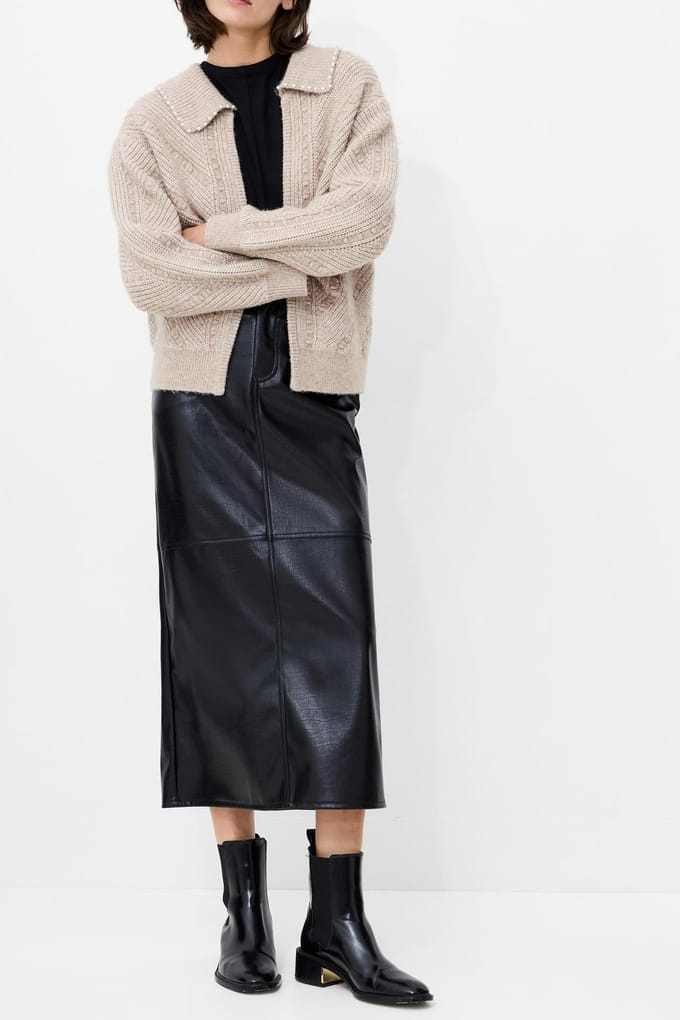 French Connection Kitty Pearl Ls Cardigan Almond Neutral Größe: S | Pullover Outlet | Damen | Weiß