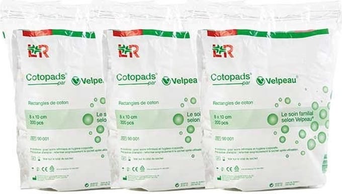 Cotopads Katoenen rechthoeken 200 stuks 8x10 cm Set van 3