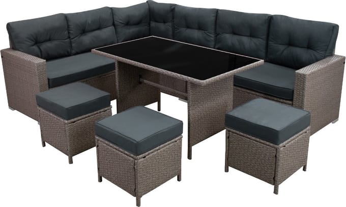 Jardí polyrattan hoekmeubelset - grijs - 9-zits - afneembare kussens