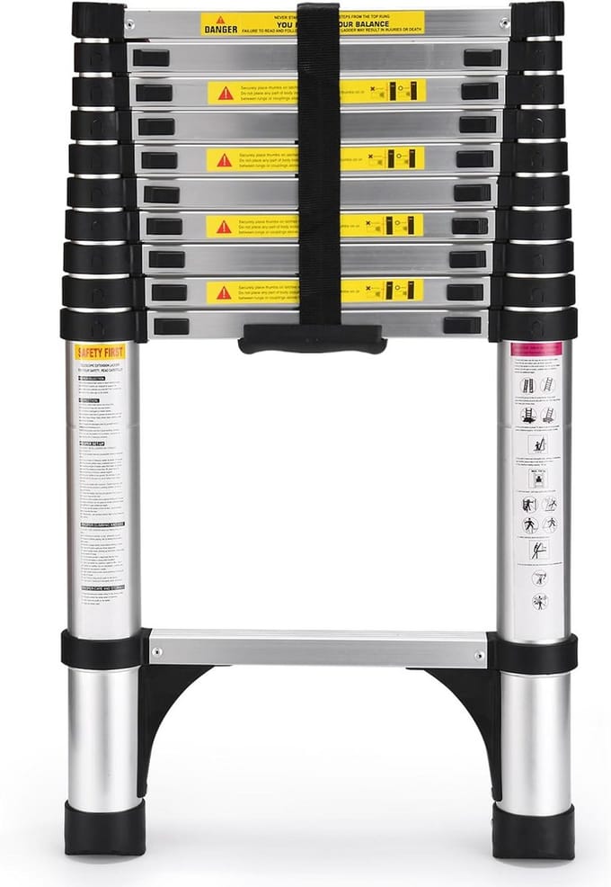 Telescopische Uitschuifbare Ladder 2.6M Aluminium Verstelbaar en Opvouwbaar