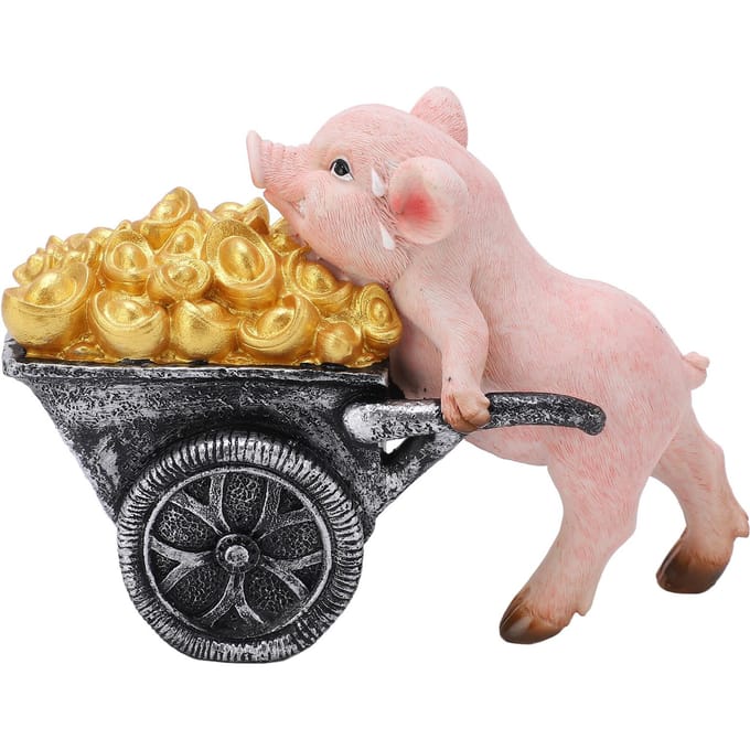 Statue Cochon Chanceux Apparence Vive Détails Réalistes Ornement Statue Cochon en Résine Polyvalente pour beige