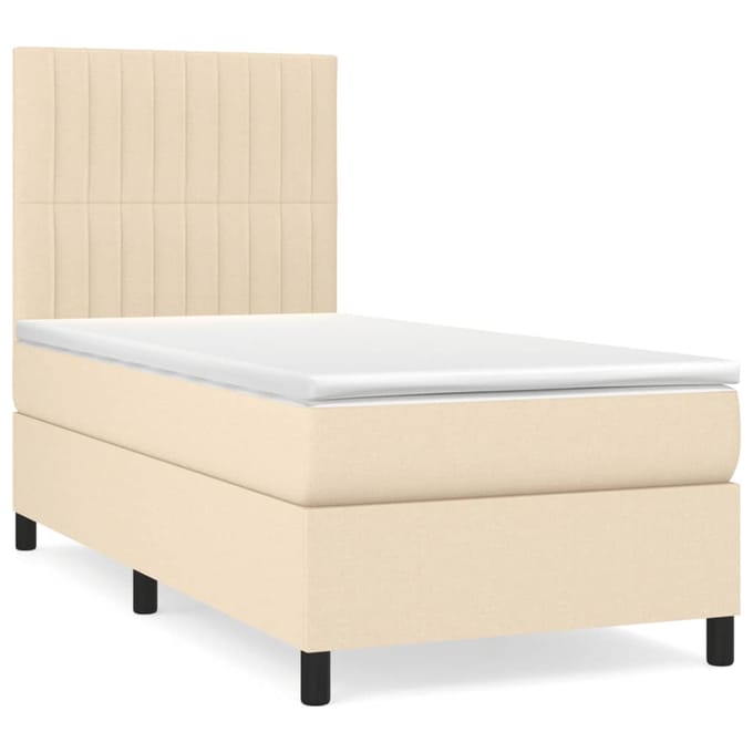 vidaXL - Boxspring - met - matras - stof - crèmekleurig - 80x200 - cm