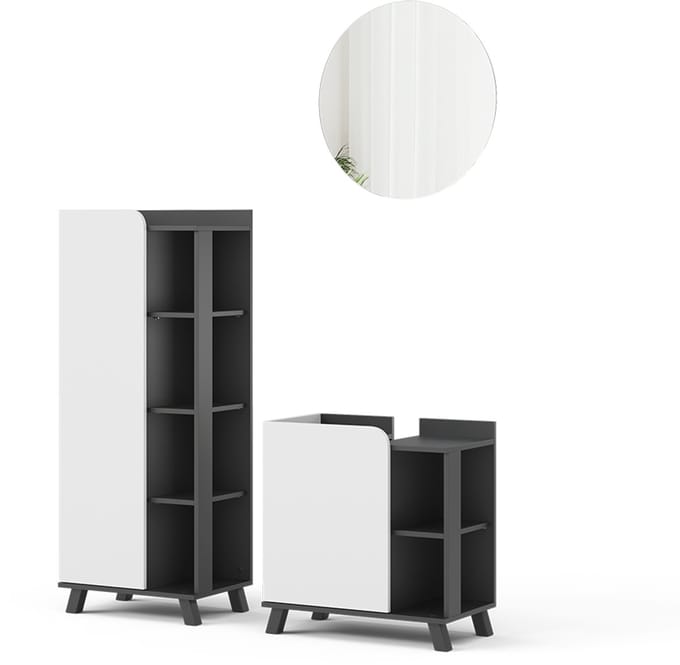 Vicco Badkamermeubelset Karen, Antraciet/Wit, 3-delig