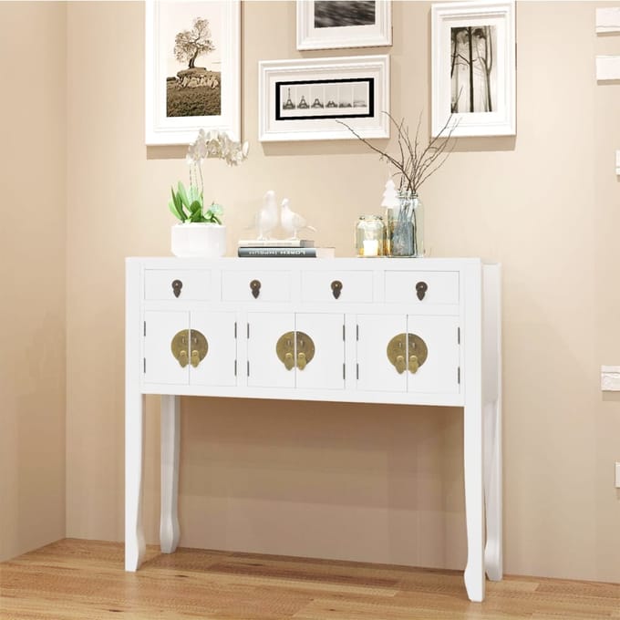 vidaXL - Dressoir - Chinese - stijl - massief - hout - wit