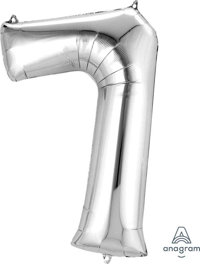 Ballon Zilver Cijfer 7 - 88cm