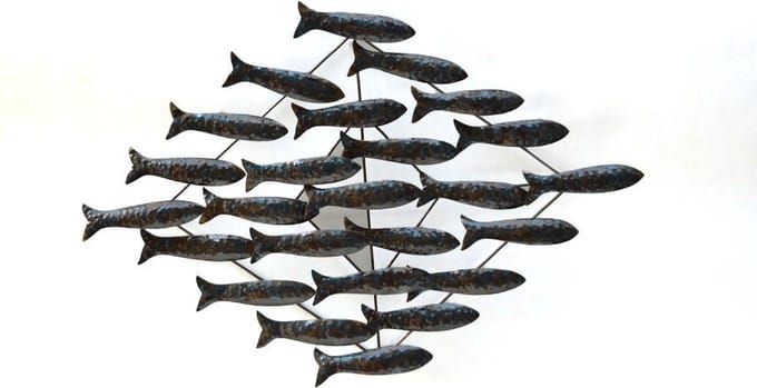 wandornament - vissen - 60 x 42 cm - fairtrade uit Indonesië